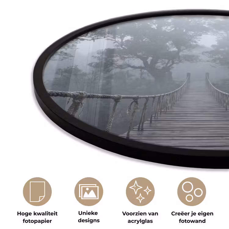 Brug - Jungle - Mist - Natuur Fotolijst rond zonder passe partout klein -closeup_NL