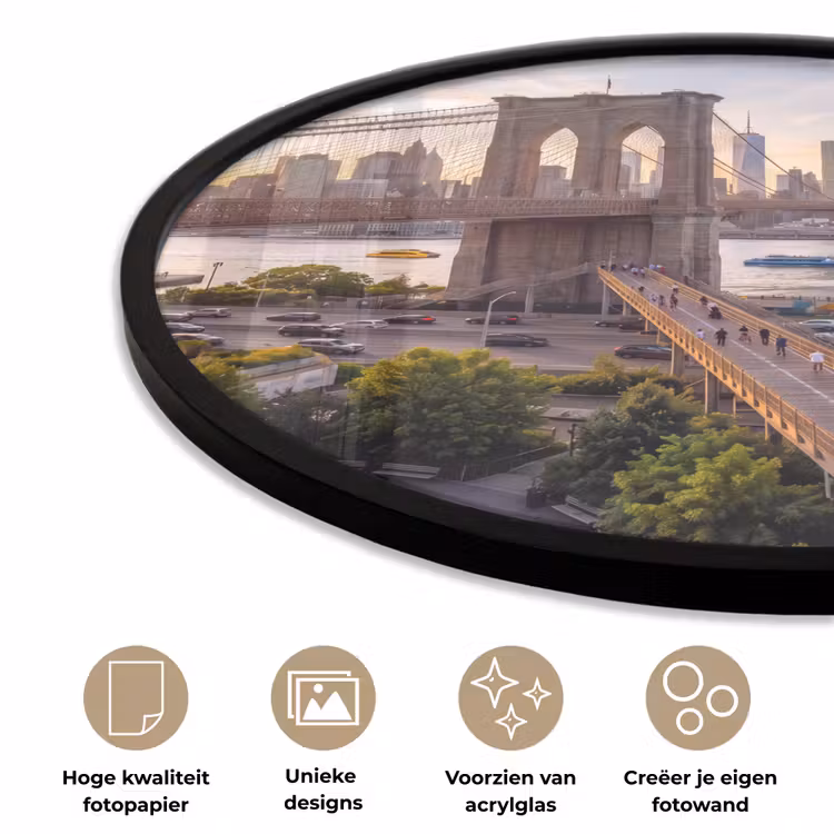 Brug - Rivier - Stad - Zonsondergang - Architectuur Fotolijst rond zonder passe partout klein -closeup_NL