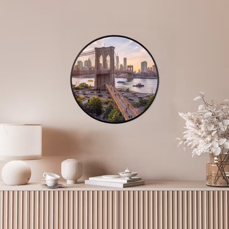 Brug - Rivier - Stad - Zonsondergang - Architectuur Fotolijst rond zonder passe partout klein -sfeer3