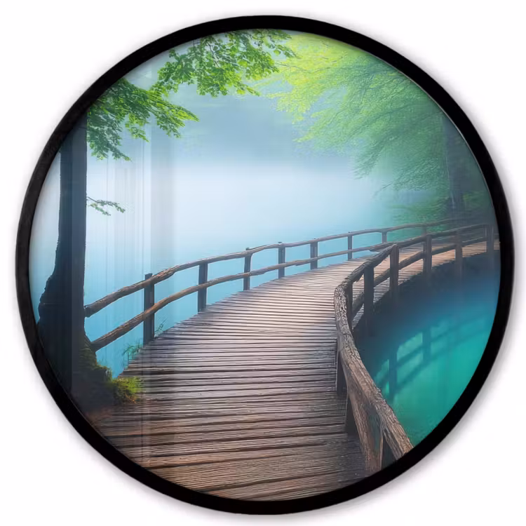 Brug - Water - Rivier - Bos Fotolijst rond zonder passe partout klein -3d