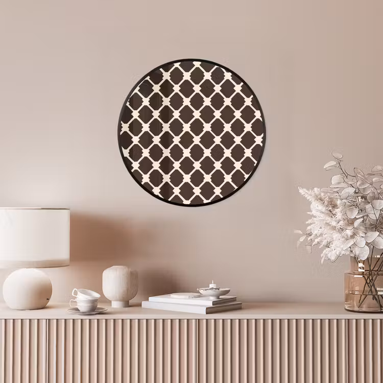 Bruin - Ruitpatroon - Geometrisch Fotolijst rond zonder passe partout klein 856 -sfeer3