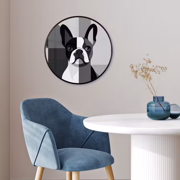 Buldog - Zwart - Abstract - Vlakken Fotolijst rond zonder passe partout klein -sfeer2