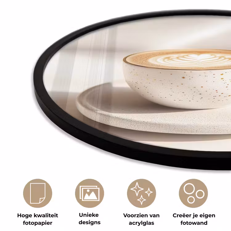 Cappuccino - Schuim - Schotel - Beige Fotolijst rond zonder passe partout klein -closeup_NL