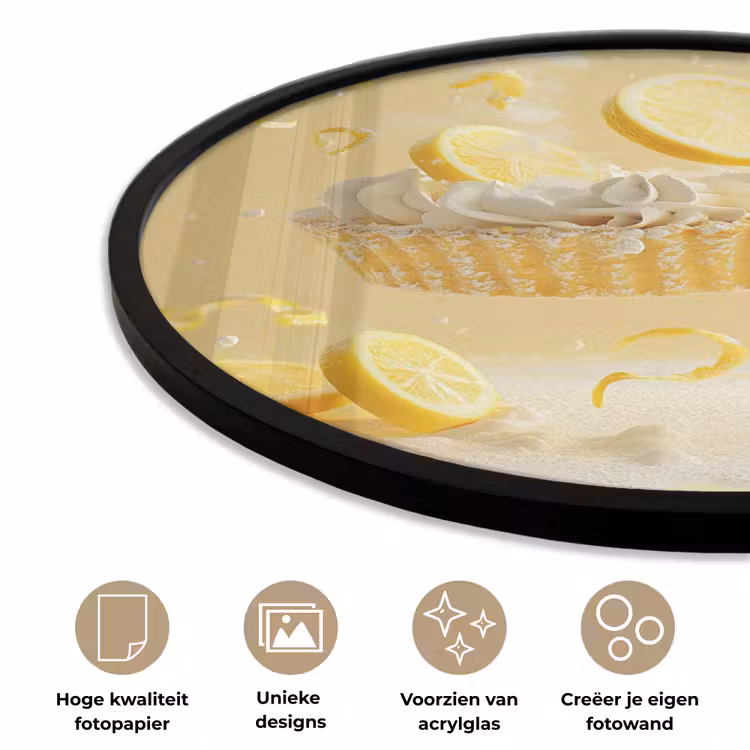 Citroen - Taart - Eten - Geel Fotolijst rond zonder passe partout klein -closeup_NL