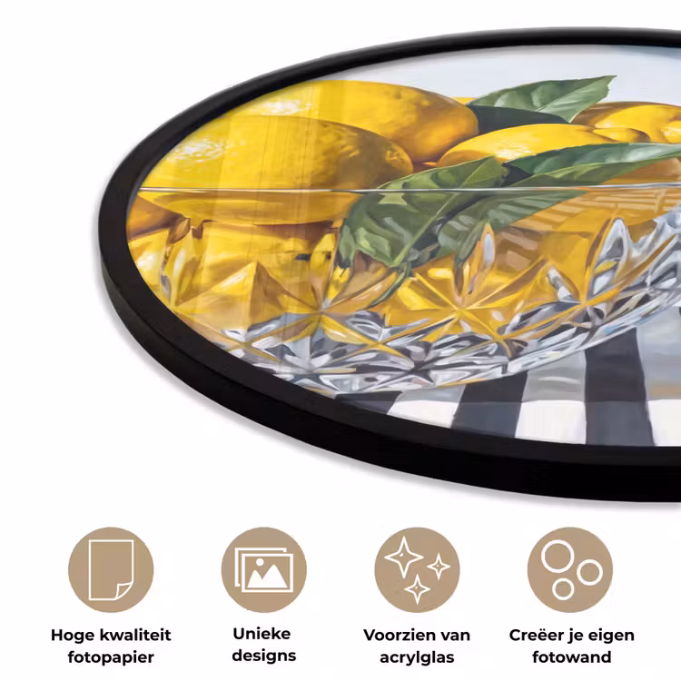 Ronde fotolijst - Citroenen - Fruit - Geel - Citroenen - Fruit - Geel Fotolijst rond zonder passe partout klein