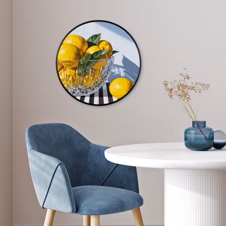 Ronde fotolijst - Citroenen - Fruit - Geel - Citroenen - Fruit - Geel Fotolijst rond zonder passe partout klein