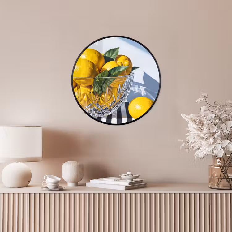 Ronde fotolijst - Citroenen - Fruit - Geel - Citroenen - Fruit - Geel Fotolijst rond zonder passe partout klein