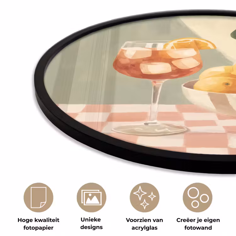 Citroenen - Glas - Tafelkleed - Geblokt Fotolijst rond zonder passe partout klein -closeup_NL