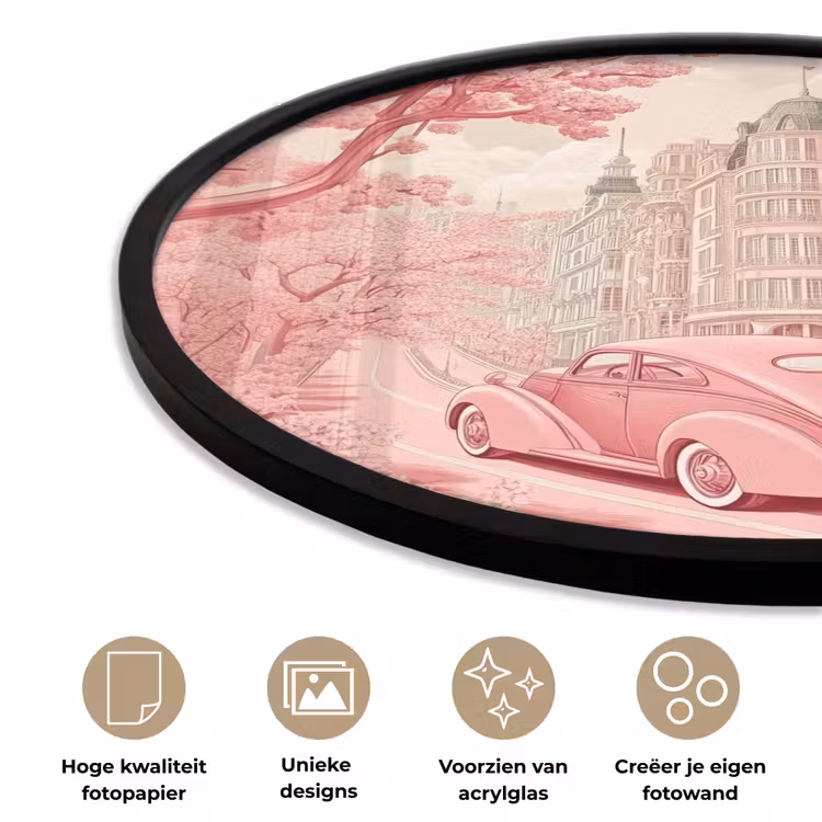 City - Car - Pink Fotolijst rond zonder passe partout klein -closeup_NL