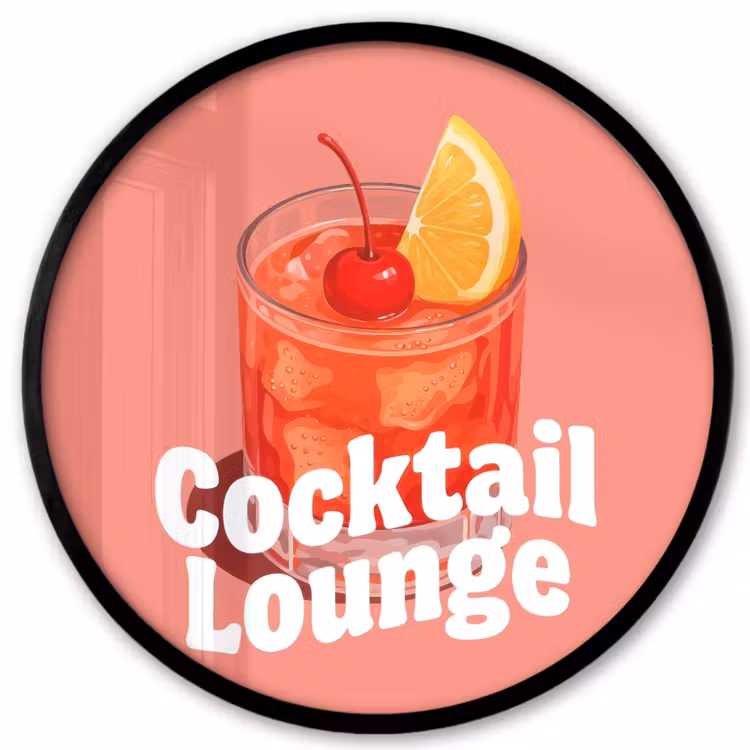 Cocktail Lounge - Glas - Koraal Fotolijst rond zonder passe partout klein -3d