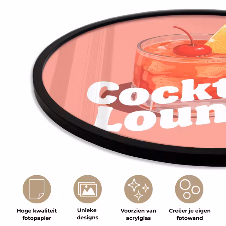 Cocktail Lounge - Glas - Koraal Fotolijst rond zonder passe partout klein -closeup_NL