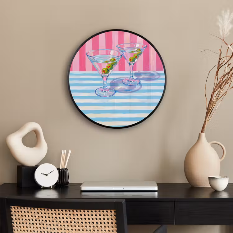 Cocktail - Olijven - Kunst - Modern - Roze Fotolijst rond zonder passe partout klein -sfeer1