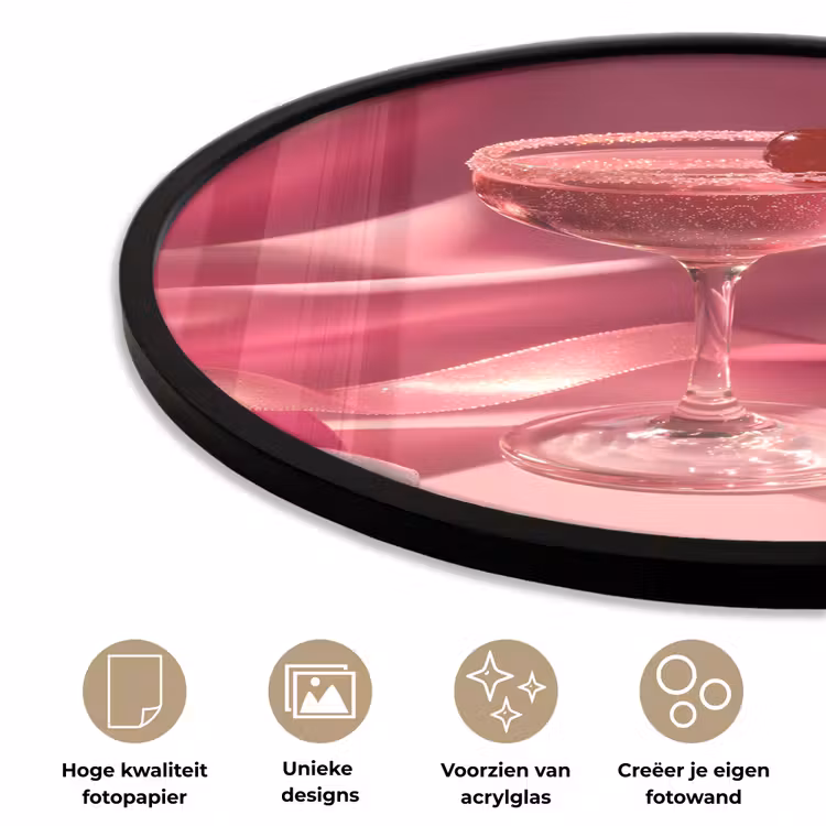 Cocktail - Pink - Luxe Fotolijst rond zonder passe partout klein -closeup_NL