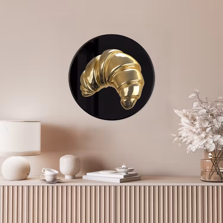 Croissant - Brood - Goud - Zwart Fotolijst rond zonder passe partout klein -sfeer3