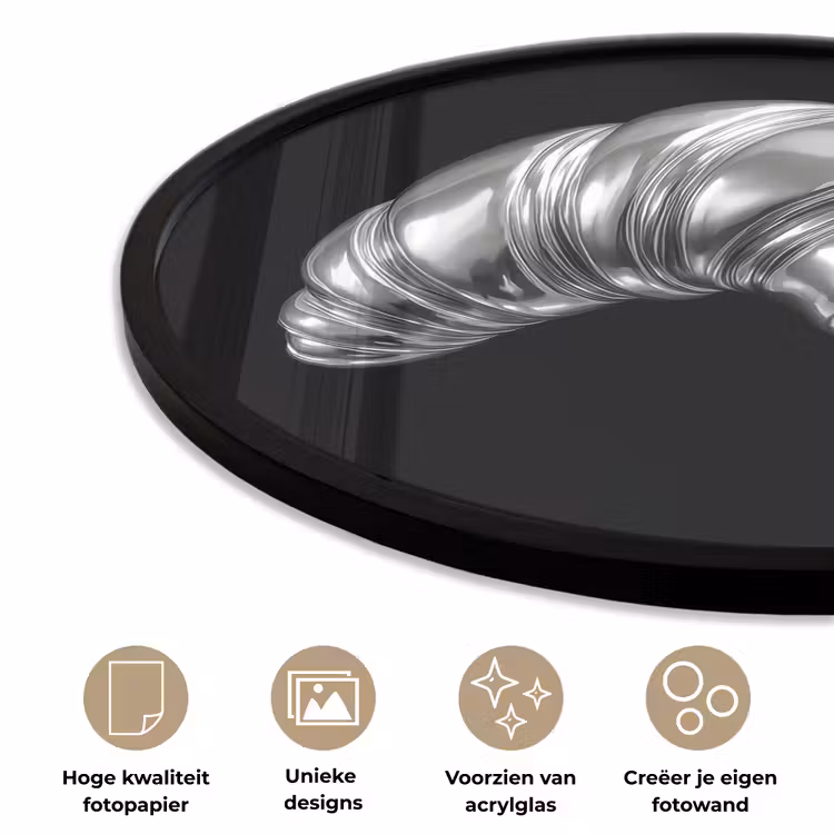 Croissant - Metaal - Zilver Fotolijst rond zonder passe partout klein -closeup_NL