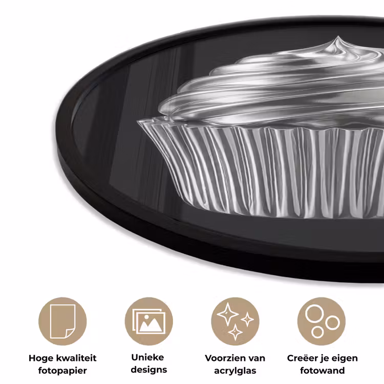 Cupcake - Luxueus - Zilver Fotolijst rond zonder passe partout klein -closeup_NL
