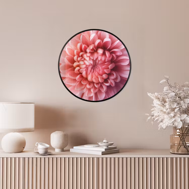 Dahlia - Bloem - Close up - Roze Fotolijst rond zonder passe partout klein -sfeer3