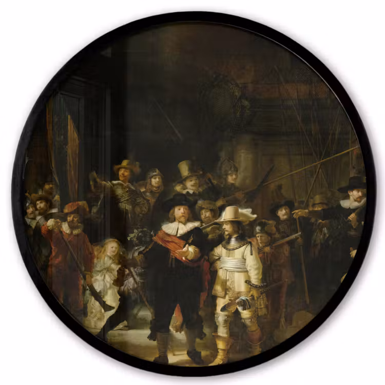 De Nachtwacht - Kunst - Oude meesters - Rembrandt Fotolijst rond zonder passe partout klein -3d