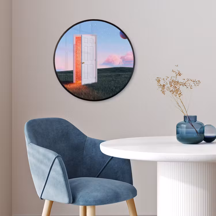 Ronde fotolijst - Deur - Fantasie - Ruimte - Deur - Fantasie - Ruimte Fotolijst rond zonder passe partout klein
