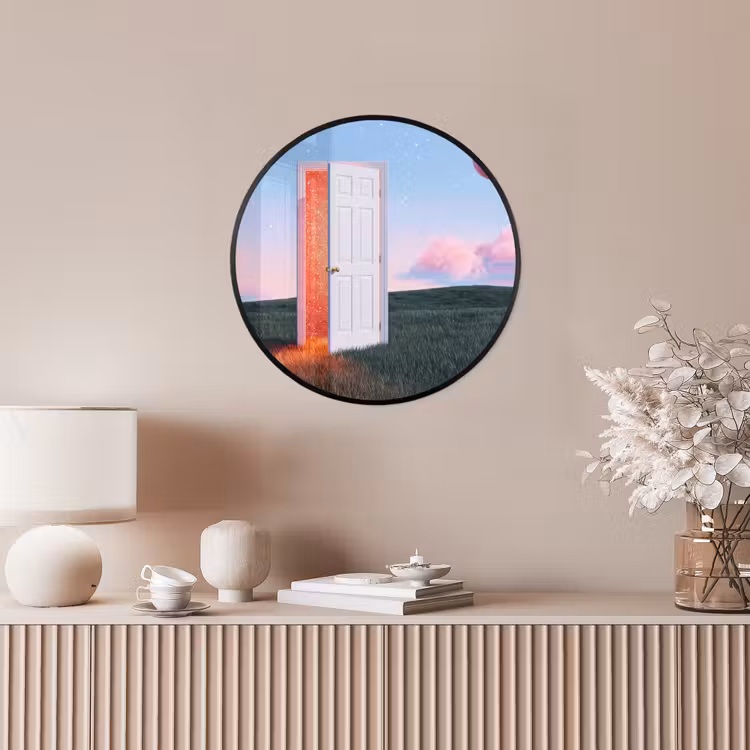 Ronde fotolijst - Deur - Fantasie - Ruimte - Deur - Fantasie - Ruimte Fotolijst rond zonder passe partout klein