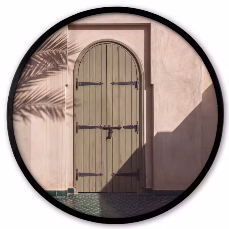 Deur - Hout - Architectuur - Groen - Rustiek Fotolijst rond zonder passe partout klein -3d