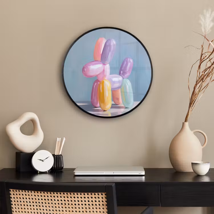 Dier - Ballon - Pasteltinten - Glanzend Fotolijst rond zonder passe partout klein -sfeer1