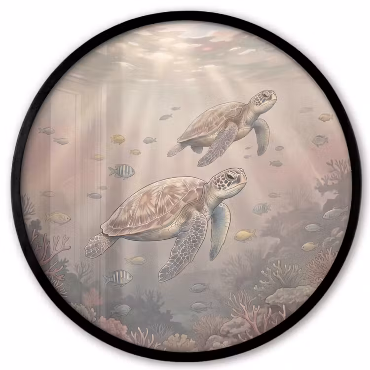 Dier - Onderwater - Oceaan - Illustratie - Zeeleven Fotolijst rond zonder passe partout klein -3d