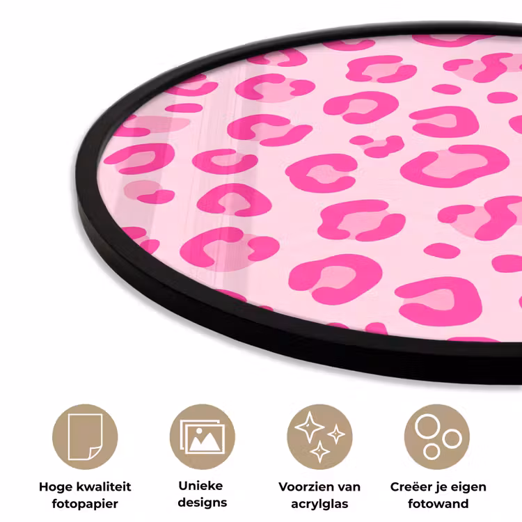Dierenprint - Patroon - Abstract - Modern - Roze Fotolijst rond zonder passe partout klein -closeup_NL