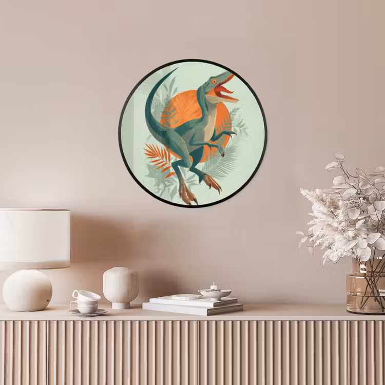Dino - Bladeren - Grafisch - Groen Fotolijst rond zonder passe partout klein -sfeer3