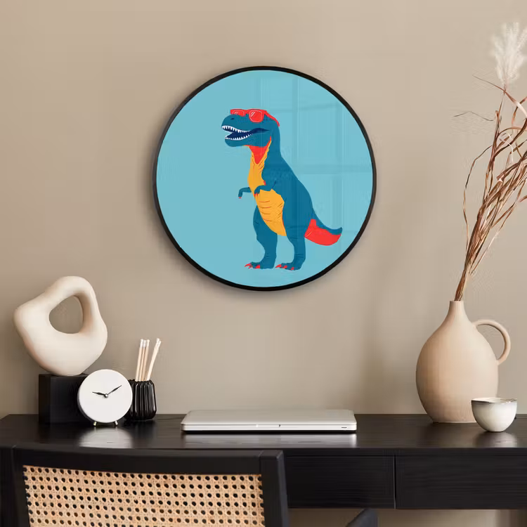 Dinosaurus - Blauw - Zonnebril Fotolijst rond zonder passe partout klein -sfeer1