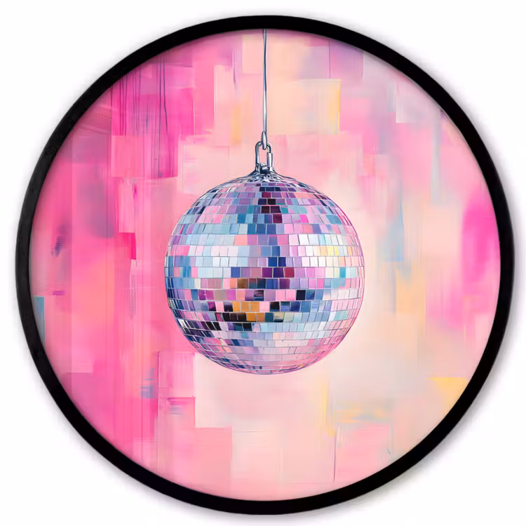 Discobal - Pink - Verf Fotolijst rond zonder passe partout klein -3d