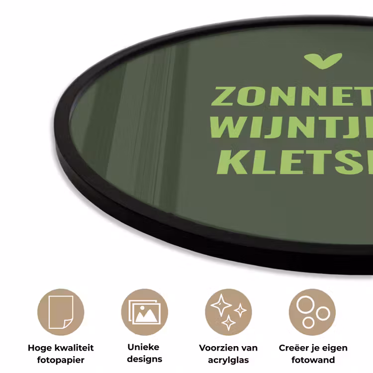 Donkergroen - Quote - Zon - Zomer Fotolijst rond zonder passe partout klein -closeup_NL