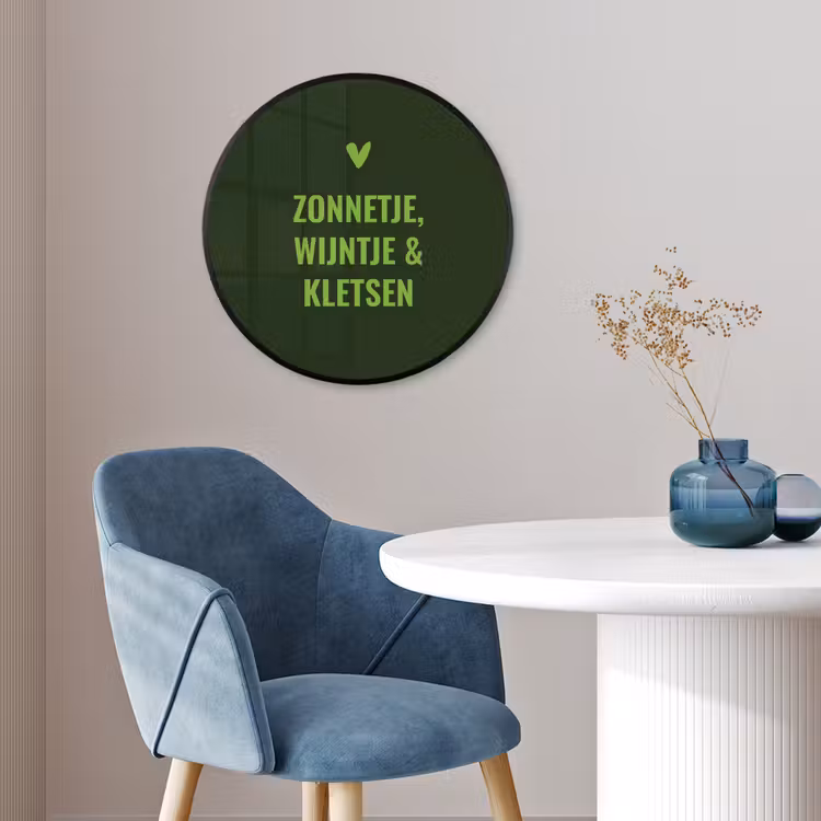 Donkergroen - Quote - Zon - Zomer Fotolijst rond zonder passe partout klein -sfeer2