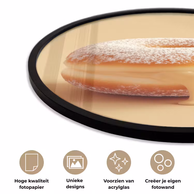 Donut - Romig - Poedersuiker - Beige Fotolijst rond zonder passe partout klein -closeup_NL
