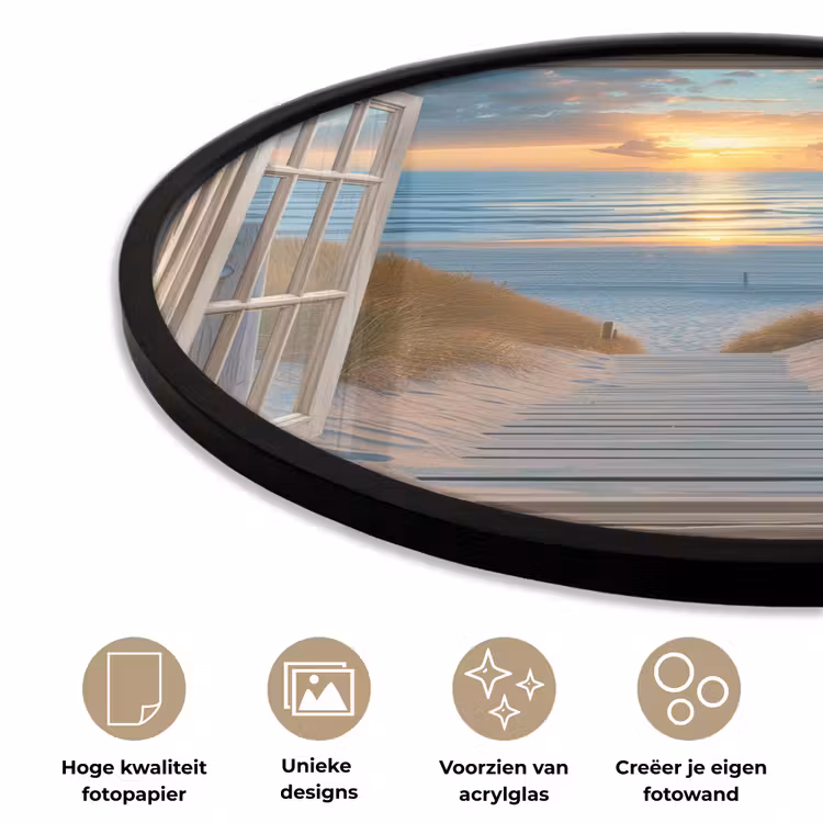 Doorkijk - Strand - Pad - Zonsondergang Fotolijst rond zonder passe partout klein -closeup_NL