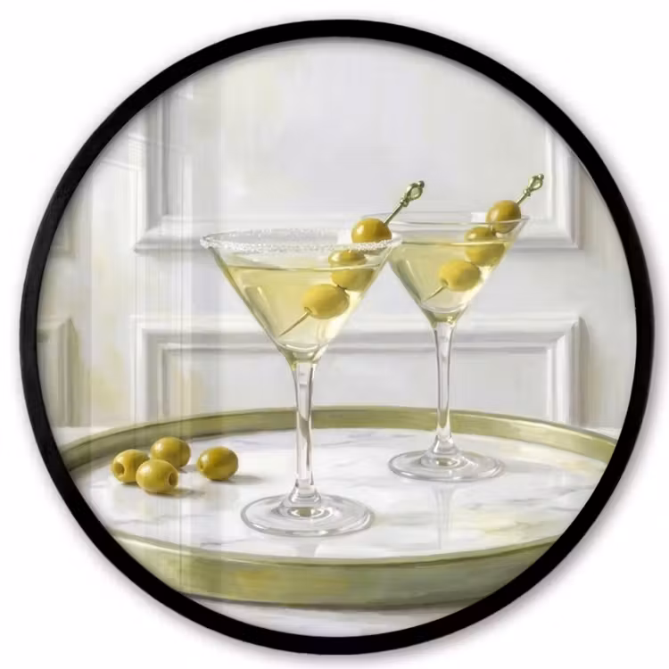 Drank - Martini - Olijven - Modern - Wit Fotolijst rond zonder passe partout klein -3d