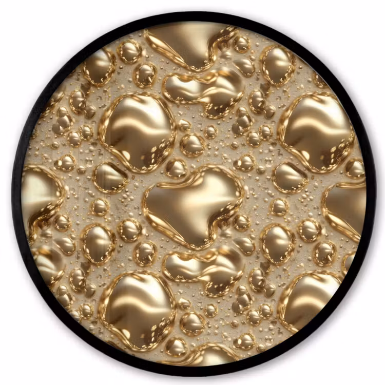 Druppels - Organisch - Goud Fotolijst rond zonder passe partout klein 856 -3d