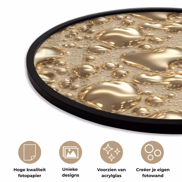 Druppels - Organisch - Goud Fotolijst rond zonder passe partout klein 856 -closeup_NL