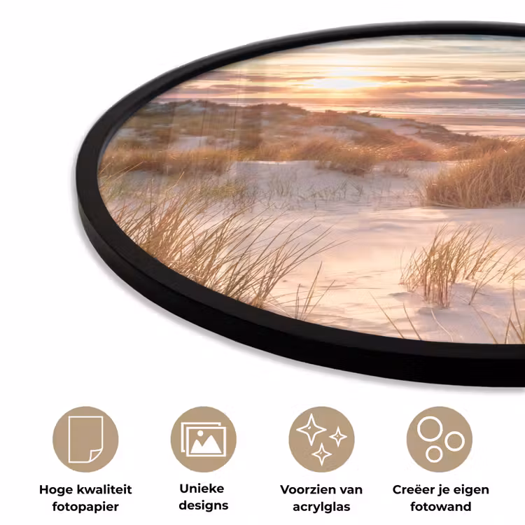 Duin - Planten - Zonsondergang - Strand - Zee Fotolijst rond zonder passe partout klein -closeup_NL