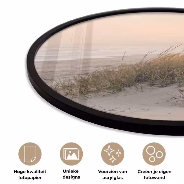 Duinlandschap - Zonsondergang - Strand Fotolijst rond zonder passe partout klein -closeup_NL