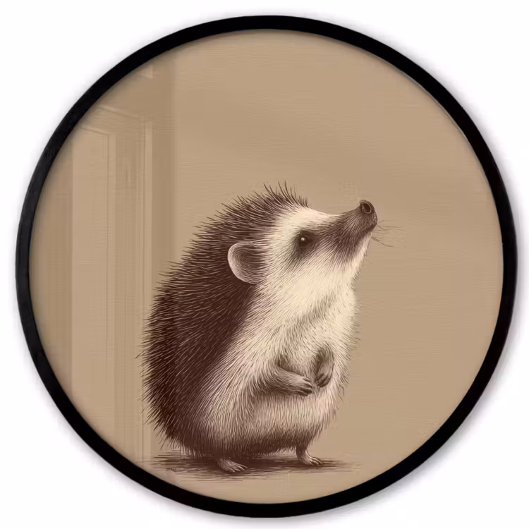 Egel - Snuitje - Bruin - Stekels Fotolijst rond zonder passe partout klein -3d