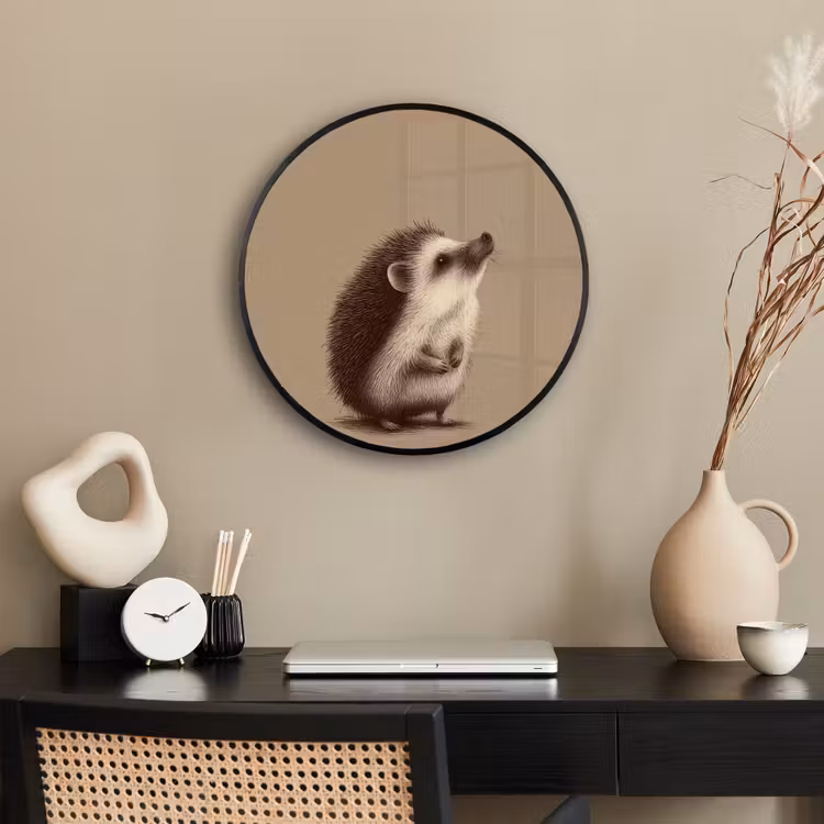 Egel - Snuitje - Bruin - Stekels Fotolijst rond zonder passe partout klein -sfeer1