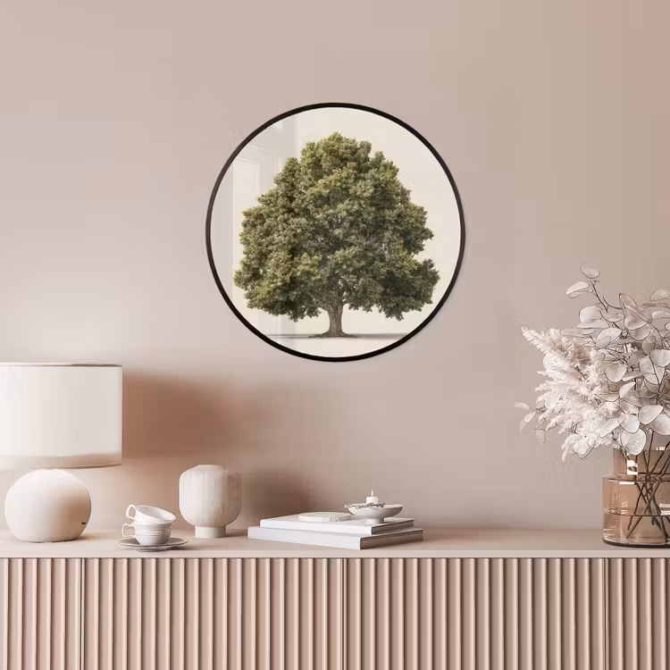 Eikenboom - Groen - Lichte achtergrond Fotolijst rond zonder passe partout klein -sfeer3