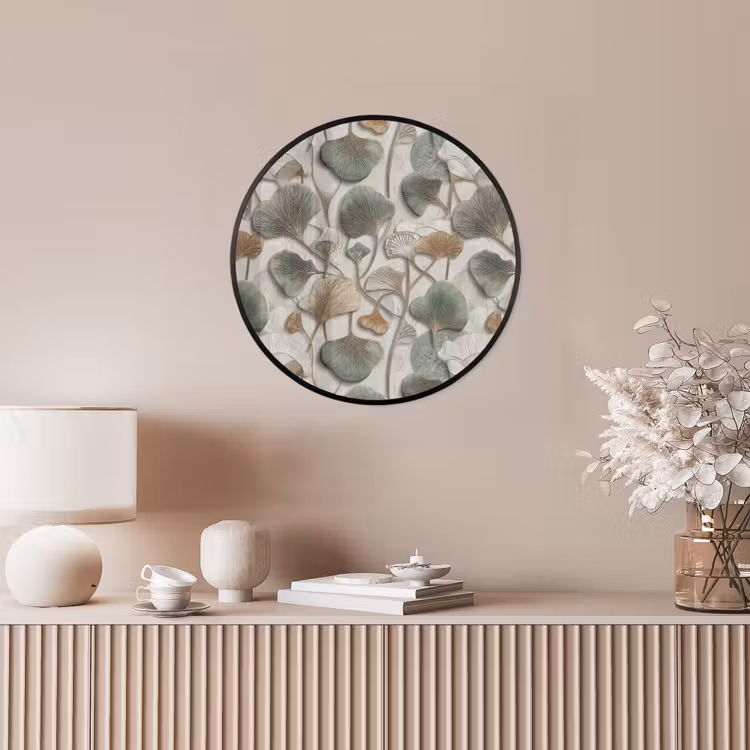 Elegant - Bladeren - Groen Fotolijst rond zonder passe partout klein 856 -sfeer3