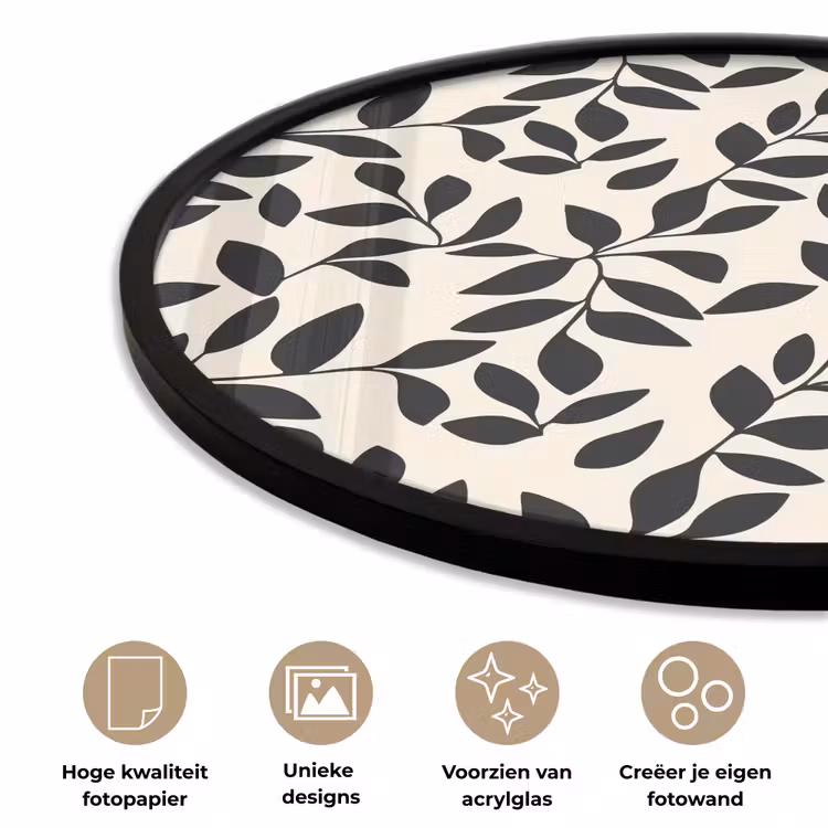 Elegant - Patroon - Zwart - Beige Fotolijst rond zonder passe partout klein 856 -closeup_NL