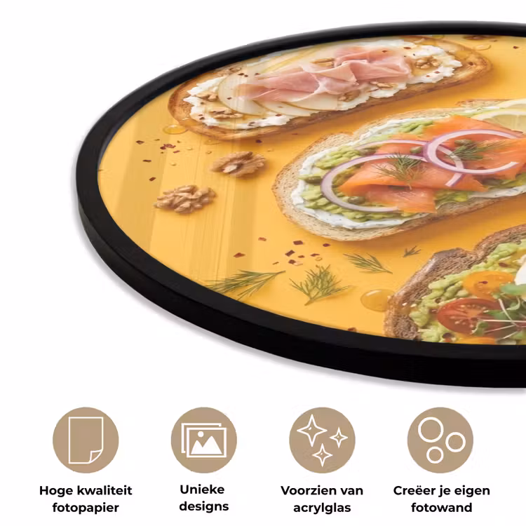 Eten - Brood - Ontbijt - Modern - Kleurrijk Fotolijst rond zonder passe partout klein -closeup_NL