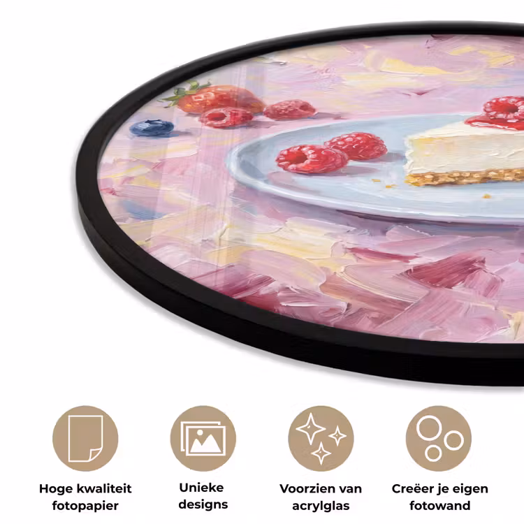 Eten - Cheesecake - Bessen - Abstract - Roze Fotolijst rond zonder passe partout klein -closeup_NL