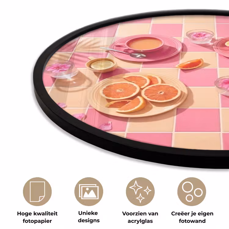 Eten - Citrusvruchten - Stillevens - Roze - Oranje Fotolijst rond zonder passe partout klein -closeup_NL