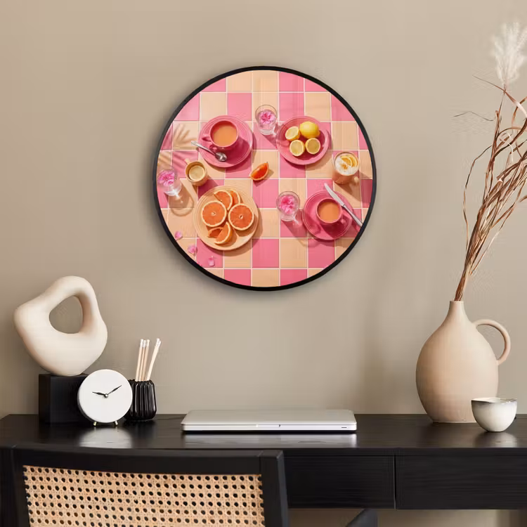 Eten - Citrusvruchten - Stillevens - Roze - Oranje Fotolijst rond zonder passe partout klein -sfeer1