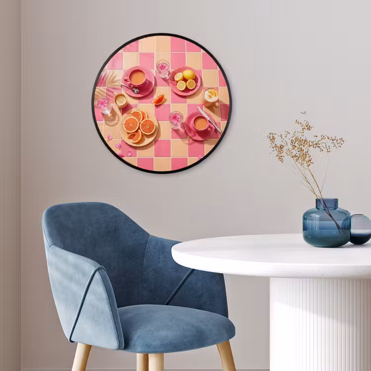 Eten - Citrusvruchten - Stillevens - Roze - Oranje Fotolijst rond zonder passe partout klein -sfeer2